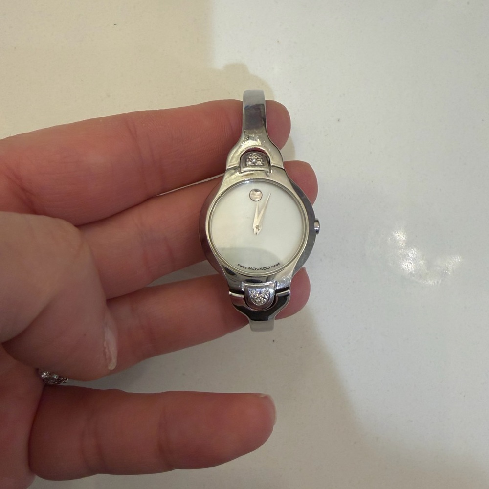Movado Silver Women's Watch with White Dial